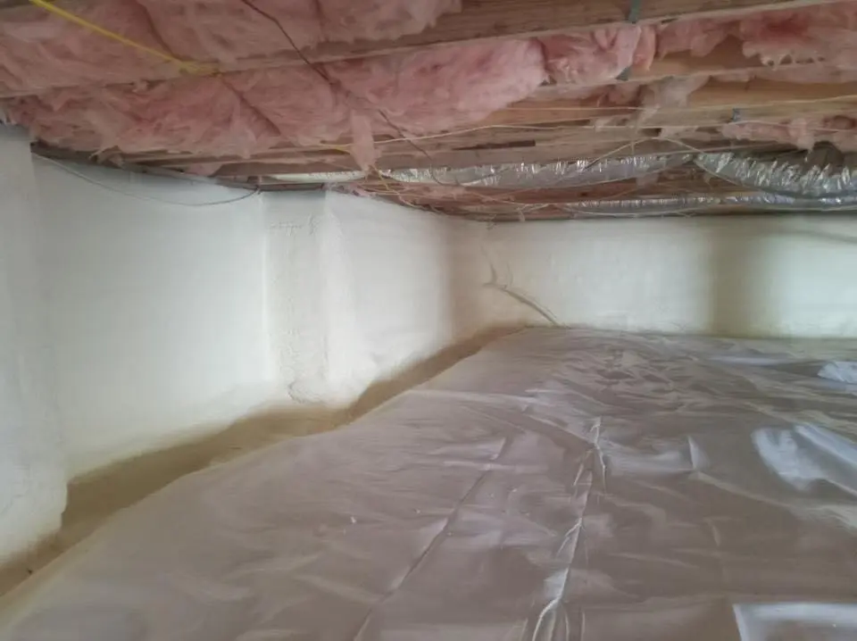 Crawl space encapsulation with closed-cell spray foam for Commercial Roof Restoration in Peoria